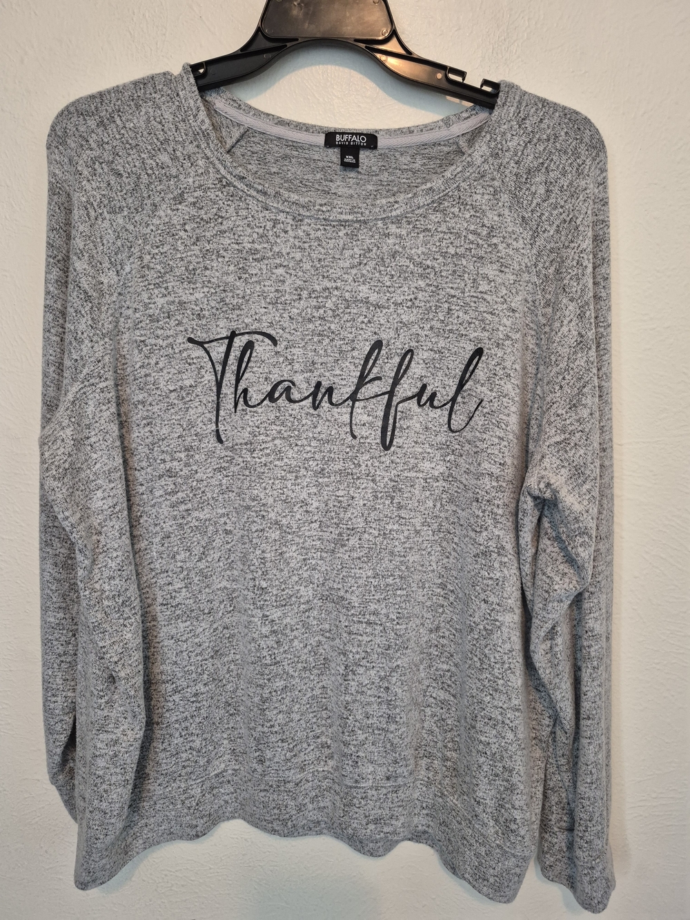 Buffalo David Bitton Heather Gray 'Thankful' Crewneck Sweater